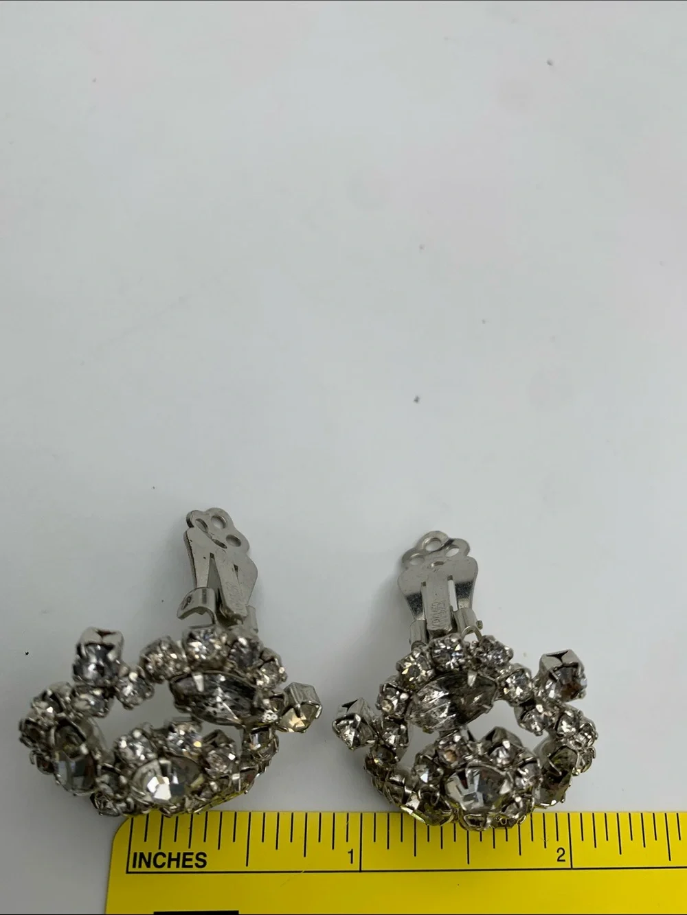 ViTG Kramer Clear Rhinestone Cluster Clip-On Earrings Statement Silver Tone 60’s